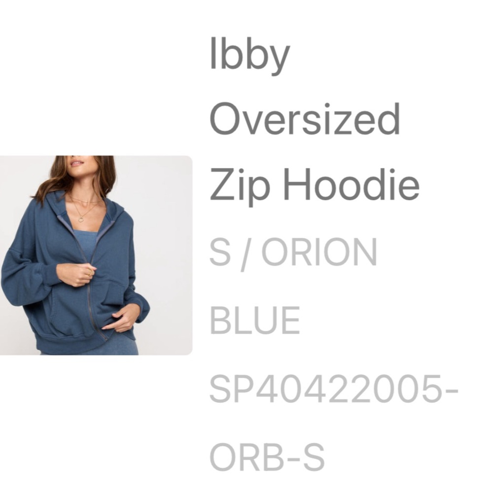 NWT Spiritual Gangster Women's Ibby Oversized Zip Hoodie Orion Blue - Picture 6 of 8